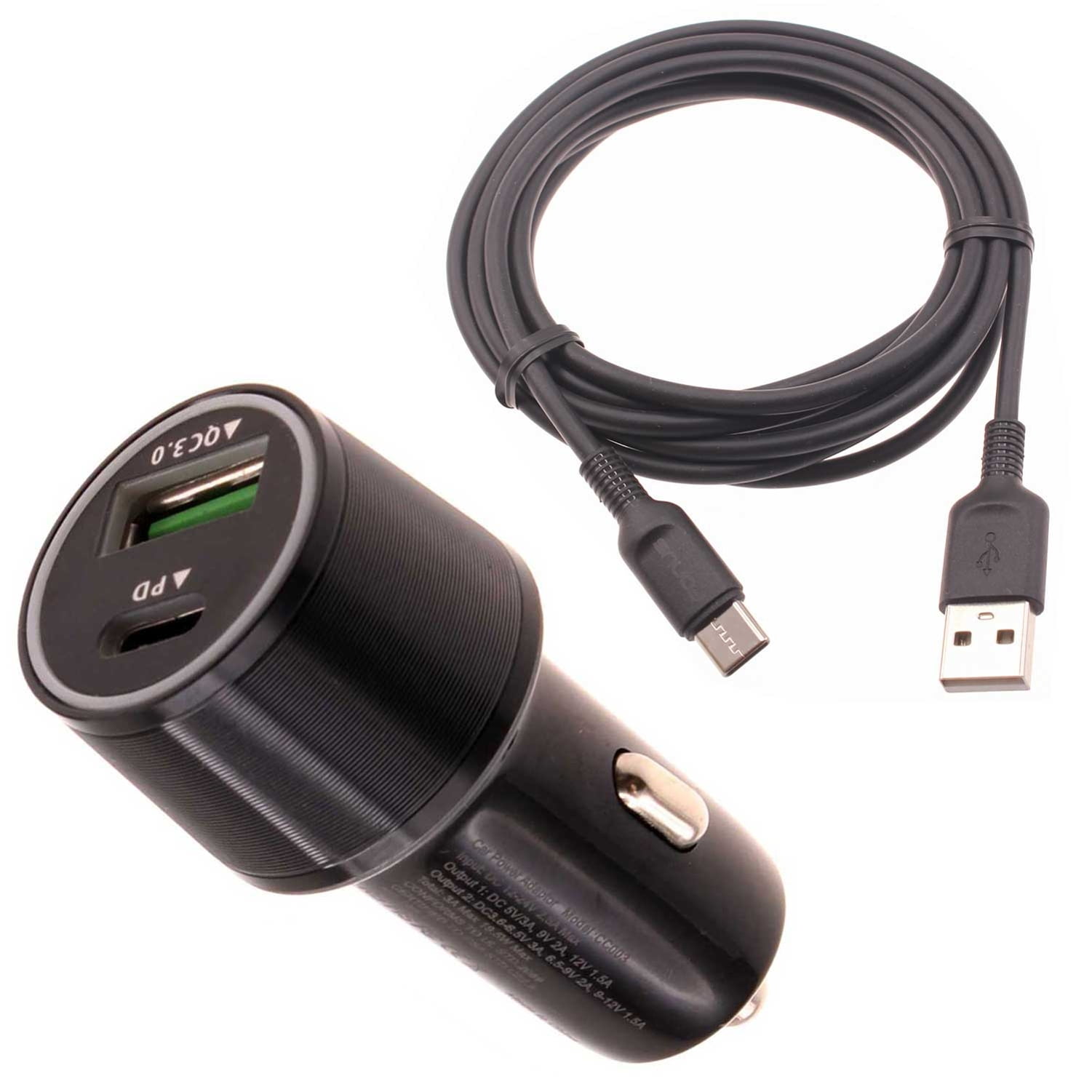 36W Fast Car Charger for Samsung Galaxy S24/S23/S22/S21/Ultra/Plus/FE Phones - 6ft Long USB-C Cable Type-C 2-Port Power Adapter DC Socket