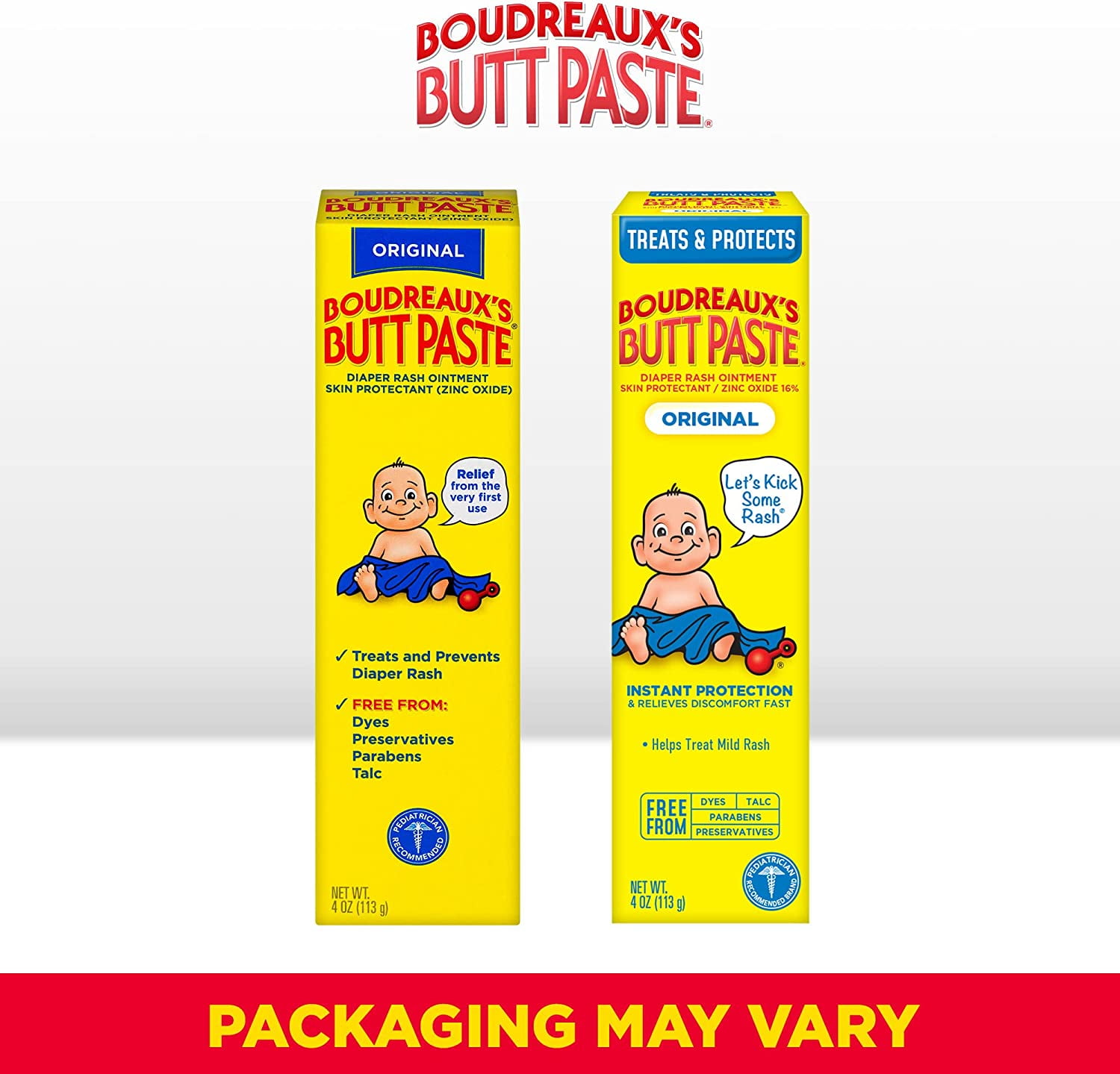 Original Boudreaux's Butt Paste Diaper Rash Ointment Mild Rash 4 oz, Pack of 3