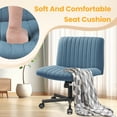 thumbnail image 5 of COOLHUT Office Chair Armless Criss Cross Legged Chair with Wheels, Linen Fabric Comfy Home Office Desk Chairs, Wide Seat Vanity Task Computer Chair, Navy Blue, 5 of 17