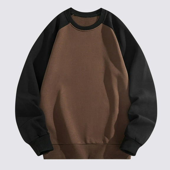 qolati Mens Crewneck Sweatshirt Cotton Raglan Long Sleeve Pullover Tops Lightweight Casual Loose Solid Basic Sweater Shirt Sizes M-4XL