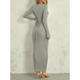 thumbnail image 3 of Lnzyyephy Women Crew Neck Long Sleeve Knit Dress, Elegant Ribbed Solid Fall Long Dress Streetwear Size S-L, 3 of 9