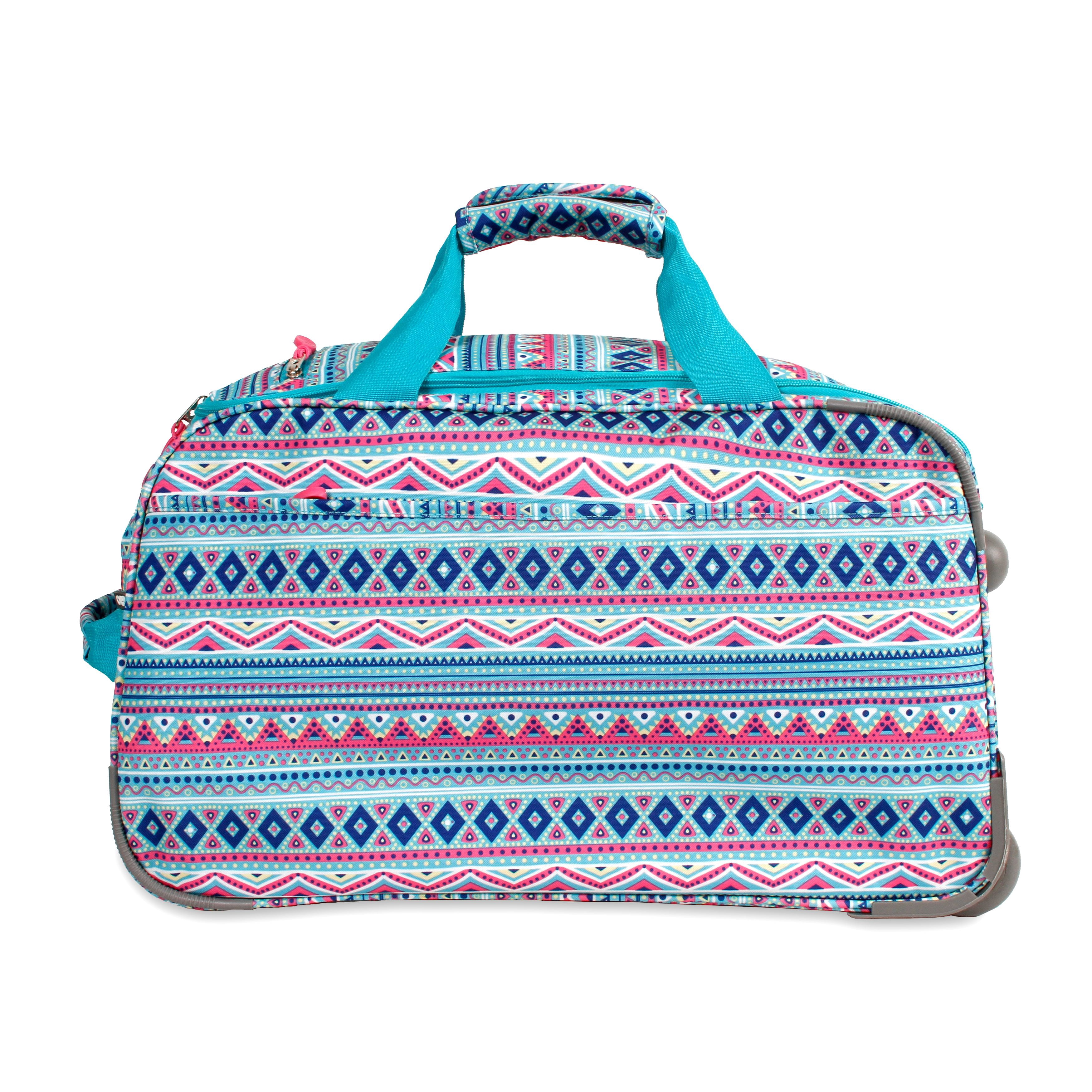 J World Duane Rolling Duffle Bag, Mint Tribal