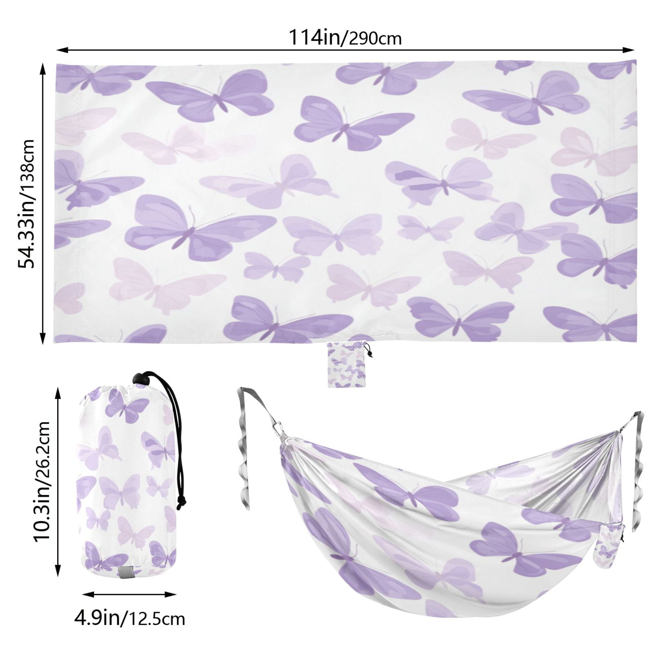 Hammock Camping Hammock Nylon Portable Hammock Travel Camping Hammock Pretty Purple Butterfly Seamless