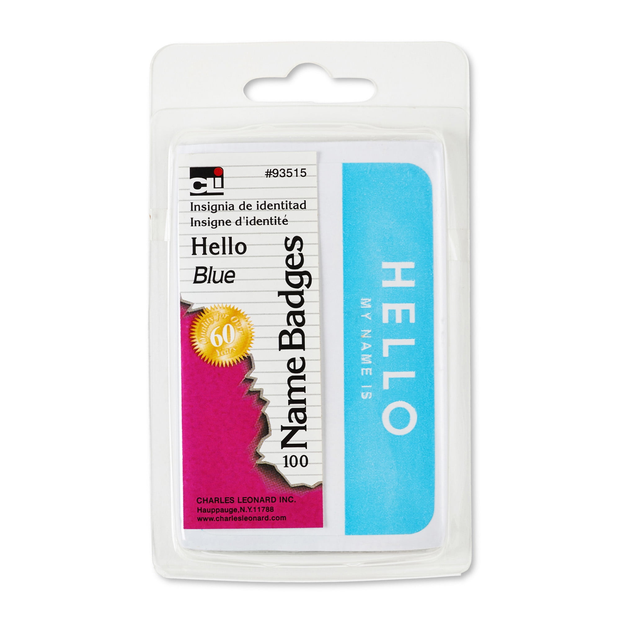 Charles Leonard Self Adhesive Name Badges, Hello, Blue, 1200 Count
