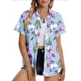 thumbnail image 2 of WCMZJ Hawaiian Shirts for Women Summer Beach Shirt Tropical Shirts Womens Hawaii Button Down Short Sleeve Blouses Button Up Tops Purple L, 2 of 6