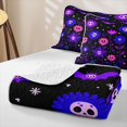 thumbnail image 4 of Feelyou Boho Skull Flower Quilt Full, Spooky Bat Star Full Bedspread Sets, Purple, 3pcs, 1 Comforter and 2 Pillowcases, 4 of 7