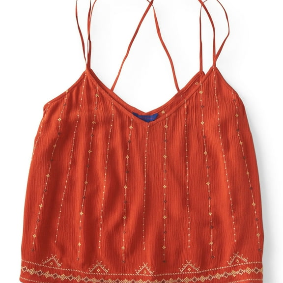 Aeropostale Womens Textured Cross-Lace Tank Top, Orange, Juniors, X-Large
