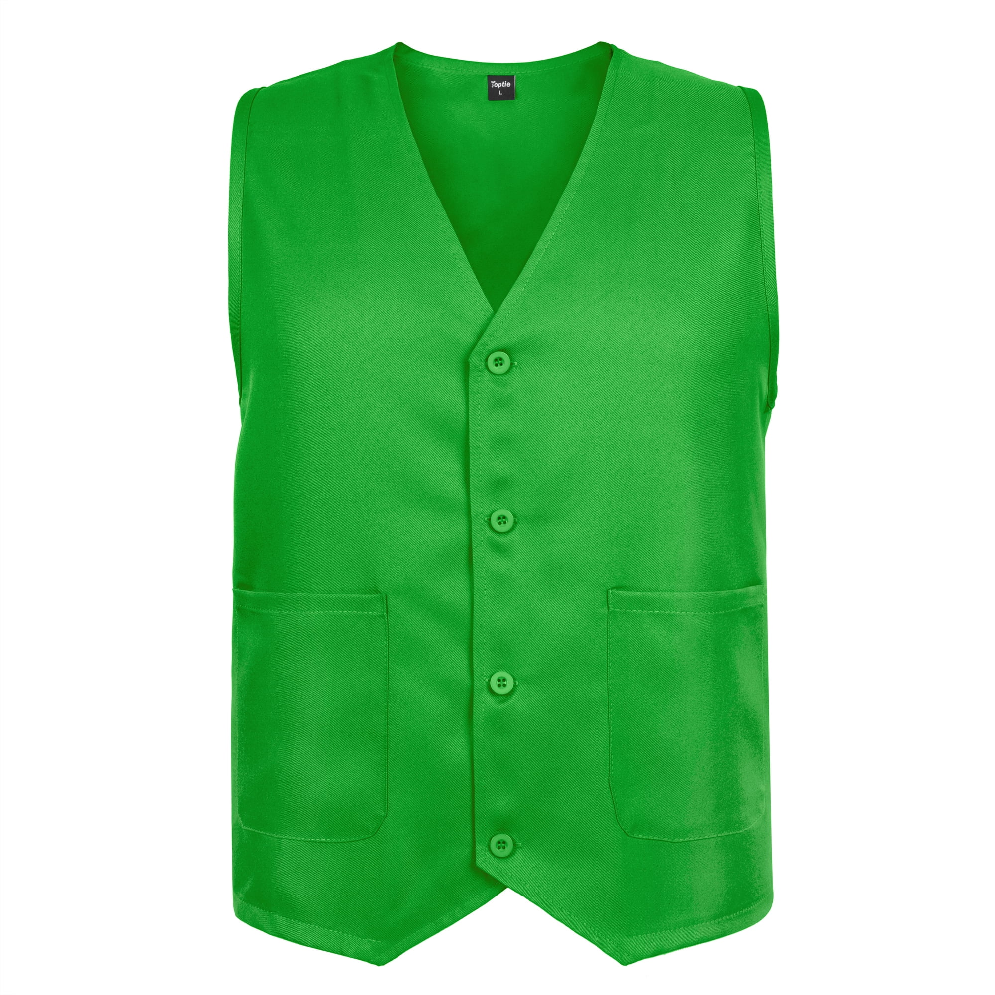 TOPTIE 5 Pack Unisex Work Vest Button Up Vest Volunteer Activity Supermarket Uniform-Green-2XL