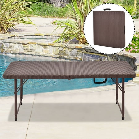 table folding portable outdoor dining rattan camping indoor brown costway picnic ghp hpde feet steel dialog displays option button additional