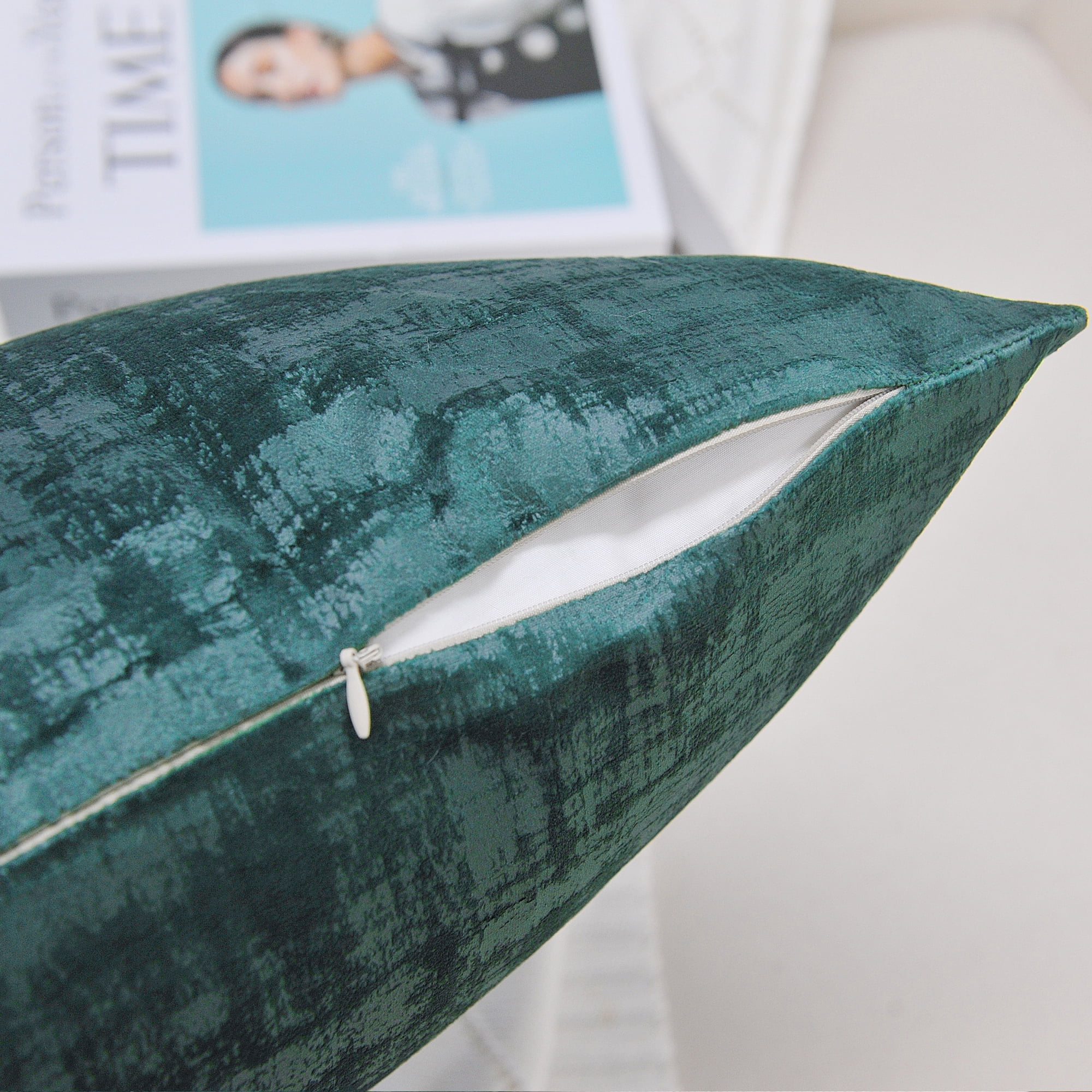 Home Soft Things Textured Velvet 4 Piece Throw Pillow Cover Set - Deep Teal - 20" x 20"