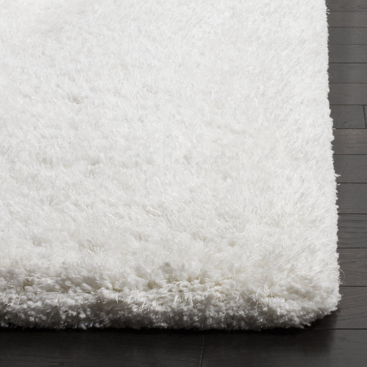 SAFAVIEH Express Juan Solid Plush Polyester Shag Area Rug, Ivory, 3' x 5'