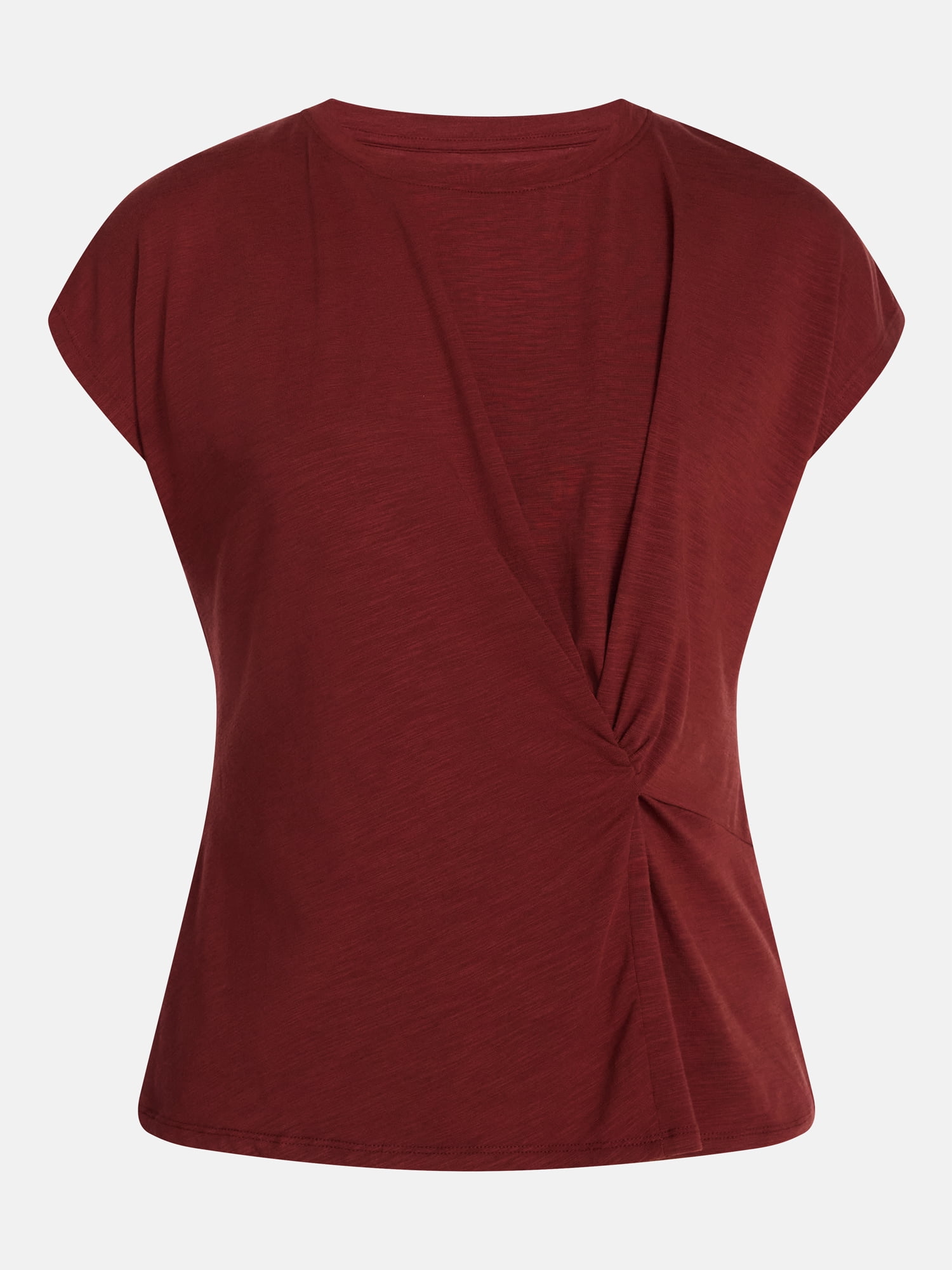Time and Tru Women's Twist-Front Tee with Short Sleeves, Sizes XS-XXXL