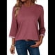 thumbnail image 1 of Camisas de Mujer, Camisetas de Moda con Mangas 3/4, Lindas Blusas Casuales de Cuello Redondo, Blusas Básicas Rojo XL, 1 of 6