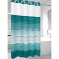 thumbnail image 4 of Teal Turquoise No Hook Shower Curtain Waterproof,Bathroom Curtains with Snap in Liners and See Through Top Window,Farmhouse Abstract Gradient Wooden Plank Hotel Bathtub Curtains Shower 36"Wx72"L, 4 of 8