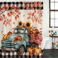 thumbnail image 2 of Teal Truck Fall Shower Curtain, Waterproof Shower Curtains for Bathroom, Thanksgiving Pumpkins Maple Leaves Rustic Washable Fabric Bathtub Curtain Set Bath Decor with 12 Hooks Standard 72"x72", 2 of 8
