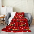 thumbnail image 1 of Erosebridal Cartoon Train Flannel Blanket, Railway Sherpa Throw, Steam Engine Decor, 1 of 7