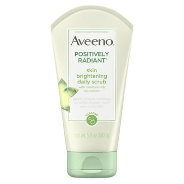 Aveeno Positively Radiant Skin Brightening Exfoliating Daily Facial Scrub, Moisture-Rich Soy Extract, Oil- & Soap-Free Tone-Evening Face Cleanser, Hypoallergenic & Non-Comedogenic, 5 oz