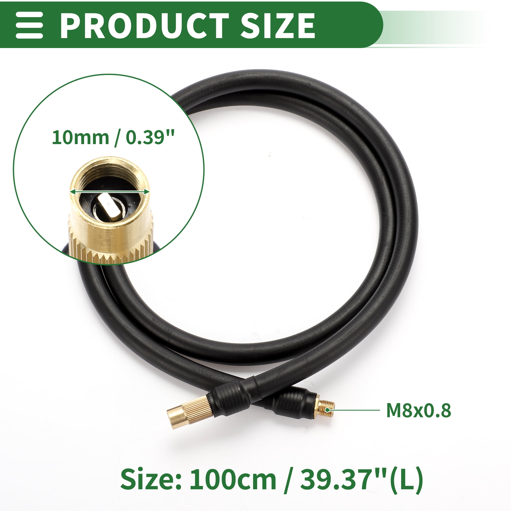 Unique Bargains Tire Inflator Extension Tube Air Pump Hose Adapter 39.37inch Rubber