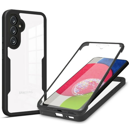 Dteck for Samsung Galaxy A54 5G Case with Built-in Screen Protector Ultra Thin Crystal Clear Back Cover Slim Lightweight Soft TPU Bumper Shockproof Full Body Protective Case for Samsung A54 5G Black