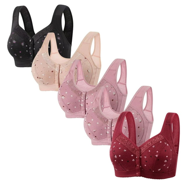 LOVZFMLL Bras for Women 5pc Woman's Comfortable Lace Breathable Bra Underwear No Rims Black S
