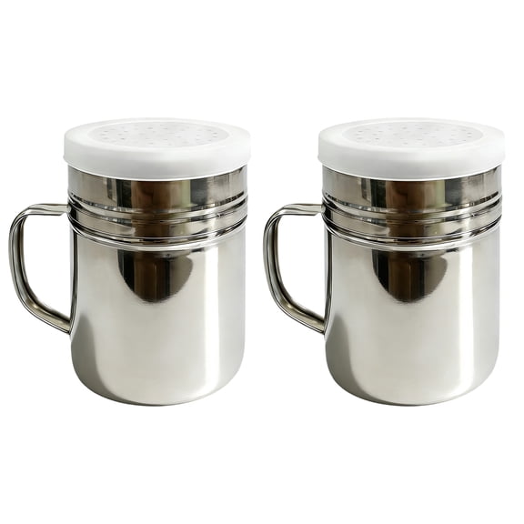 ACDANC 2Pcs Salt Cellar,Stainless Steel Salt and Pepper Shakers with Handle,Even Hole Seasoning Shaker Dispenser for Kitchen Cooking,RV,Camping,BBQ