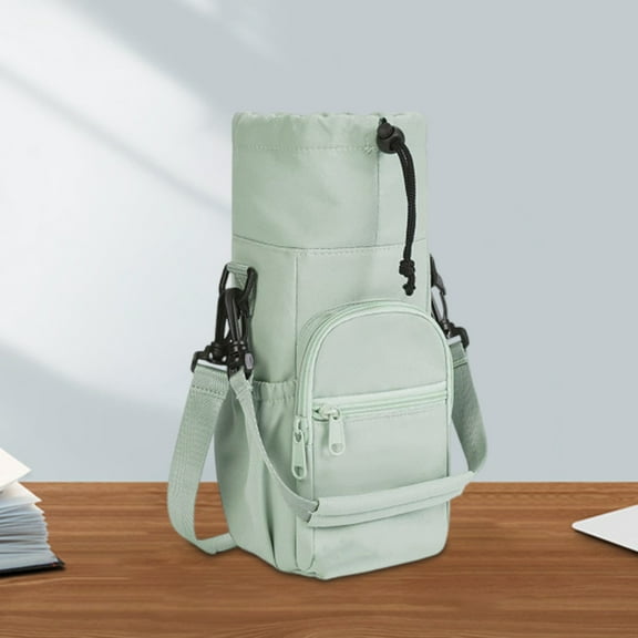 Insulated Water Bottle Sleeve, Large Capacity Cloth Mug Bag with Multiple Pockets, Waterproof Crossbody for Outdoor Sports Commuting, 12x5x4in