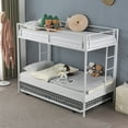 thumbnail image 6 of Zimtown Twin over Twin Bunk Bed with Trundle, Heavy Duty Metal Bed Frame with Safety Rail Side Ladders for Dormitory Bedroom Boys Girls Adults,No Box Spring Needed (White), 6 of 12