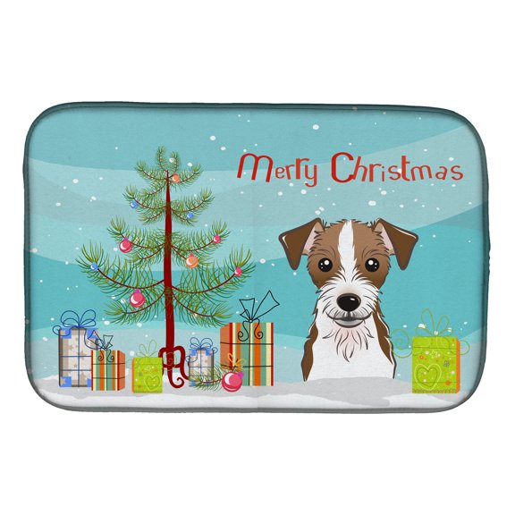 Caroline's Treasures Christmas Tree and Jack Russell Terrier Dish Drying Mat