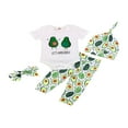 thumbnail image 2 of 2022 Baby 4Pcs Spring Outfits  Short Sleeve Cartoon Print Romper + Pants + Hat + Headband Set, 2 of 8