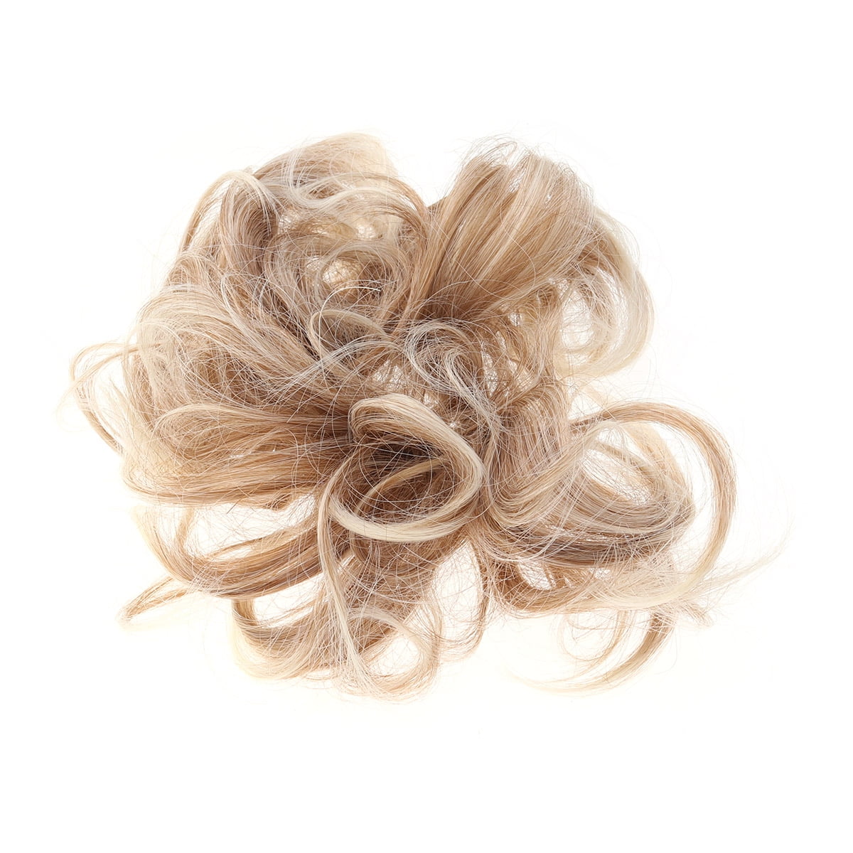 Frcolor Hair Bun Bangs Wig Clip Extension Fake Curly Headband Ponytail