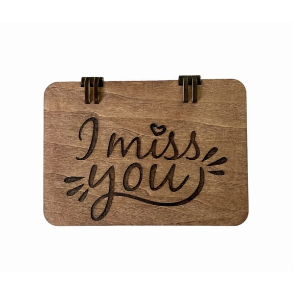 Greeting Cards, I Miss You Cards Gift for Him Gift for Her Wood Cards Sentimental (7"x5")