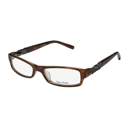 NEW VERA WANG V083 WOMENS/LADIES DESIGNER FULL-RIM SUN SUEDE FRAME DEMO LENSES 50-16-130 FLEXIBLE HINGES EYEGLASSES/EYE GLASSES