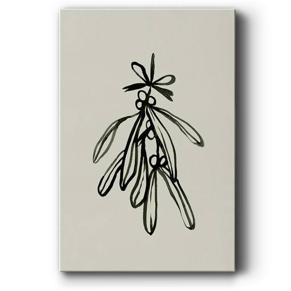 Mistletoe Sketch with Bows II- Gallery Wrapped Canvas
