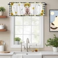 thumbnail image 2 of Cute Pig Valance Curtain Yellow Sunflower Daisy Black Plaid Summer Field Window Valances Rod Pocket Short Curtains Window Treatments for Kitchen Bedroom Bathroom Laundry 56" x 16", 2 of 9
