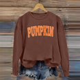 thumbnail image 4 of CAIVO Women Crew Neck Casual Letter Pumpkin Print Loose Sweatshirt Fashion Halloween Autumn Winter Tops For Daily Wear Long Sleeve Pullover Relaxed Fit Fall Streetwear, 4 of 6