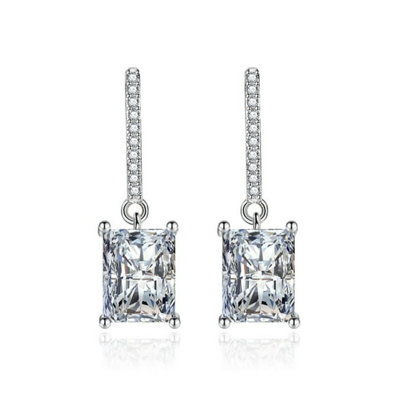 Diamond Earrings for Women Rectangular Diamond Ear Hook Jewelry for Her Birthday Christmas Gift