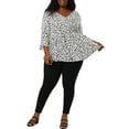 thumbnail image 3 of GRACE & GRANDEUR Women's Plus Size Tops Polka Dots V Neck 3/4 Sleeves Peplum Hem Babydoll Blouses 2X White, 3 of 7
