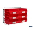 thumbnail image 2 of Triton Products 3-235R 10-7/8"L x 11"W x 5"H Stacking, Hanging, Interlocking Polypropylene Bins, 6ct, 2 of 6