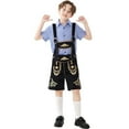 thumbnail image 2 of Mercatoo 𝐎ktoberfest Outfits 3PCS Kids Boy German Bavarian Lederhosen 𝐂ostume Pants + Plaid Button Shirt + Decorate Sets, 2 of 4