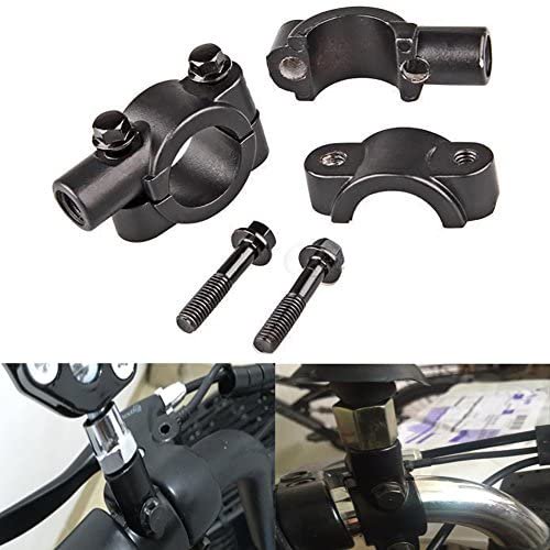 KaTur Black 10mm Pair Moto Motorcycle Autocycle Autobike Scooter Bike Handlebar Rearview Mirror Mount Adapter Holder
