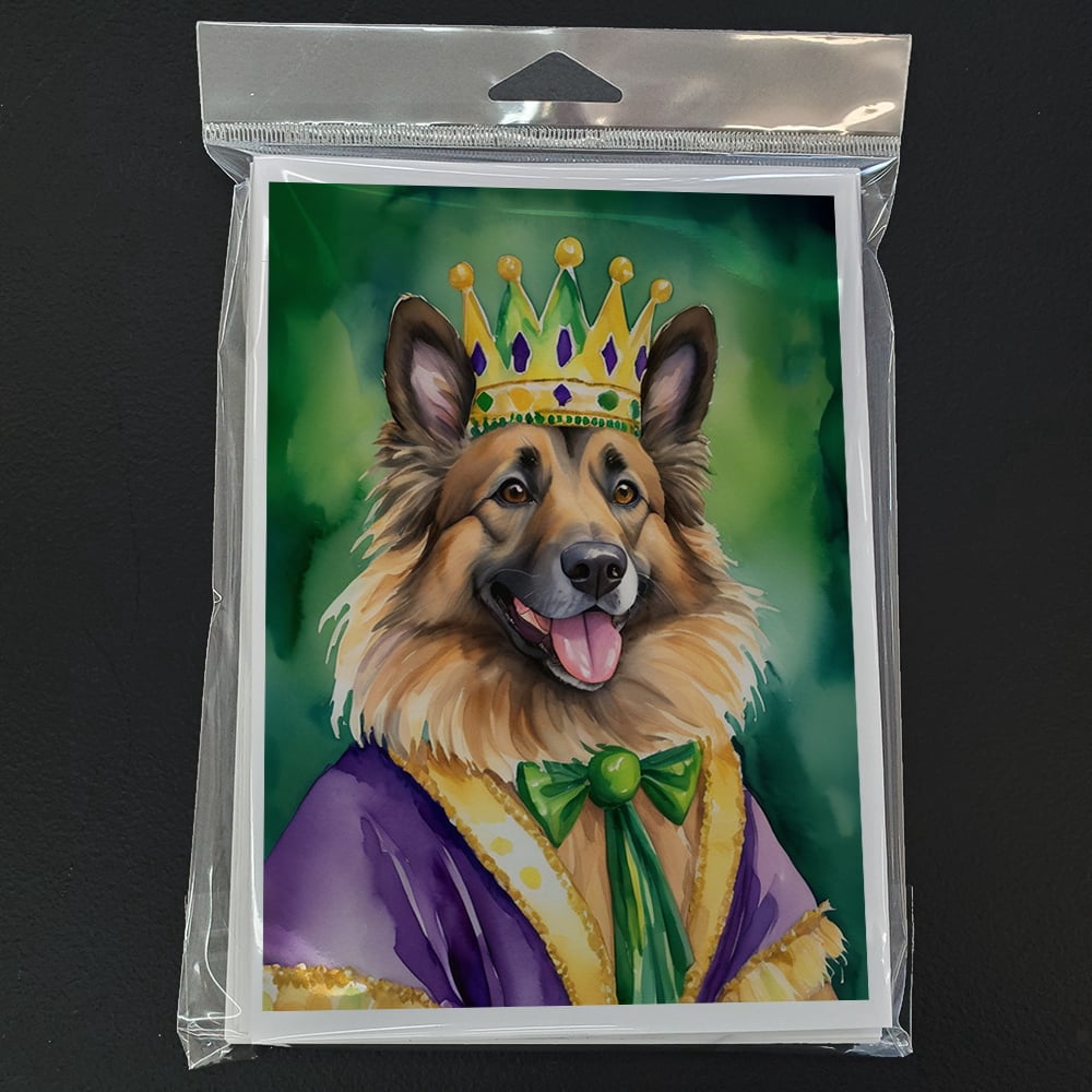 Belgian Tervuren King of Mardi Gras Greeting Cards Pack of 8 7 in x 5 in
