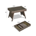 thumbnail image 2 of Rattan Wicker Coffee Table with Steel Frame, Foldable Portable Outdoor Side Table for Patio Garden Poolside Lawn, Durable PE Material, Brown, 2 of 5