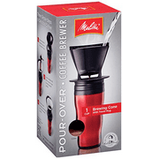 Melitta Coffee Maker, Single Cup Pour-Over Brewer with Travel Mug, Red, 2 Pack