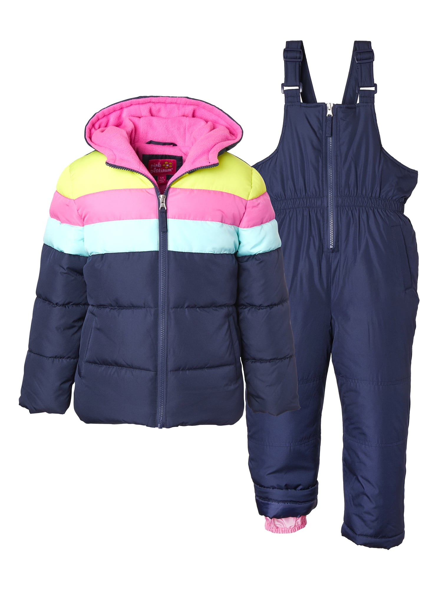 Pink Platinum Girls Colorblocked Snowsuit Set, Sizes 46x