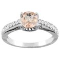 thumbnail image 1 of 14K White Gold Natural Morganite Ring Round 6mm Diamond Accents 1/4 inch wide, size 8, 1 of 2