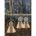 thumbnail image 5 of EOEMY 3Pcs Bohemian & Vintage Style Brown Palette Jewelry Set With Fringe & Flower-Default, 5 of 9