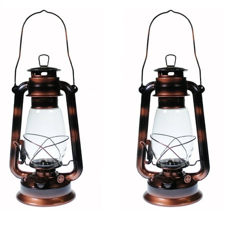 Lot of 2 - Hurricane Kerosene Oil Lantern Emergency Hanging Light Lamp Brass 12