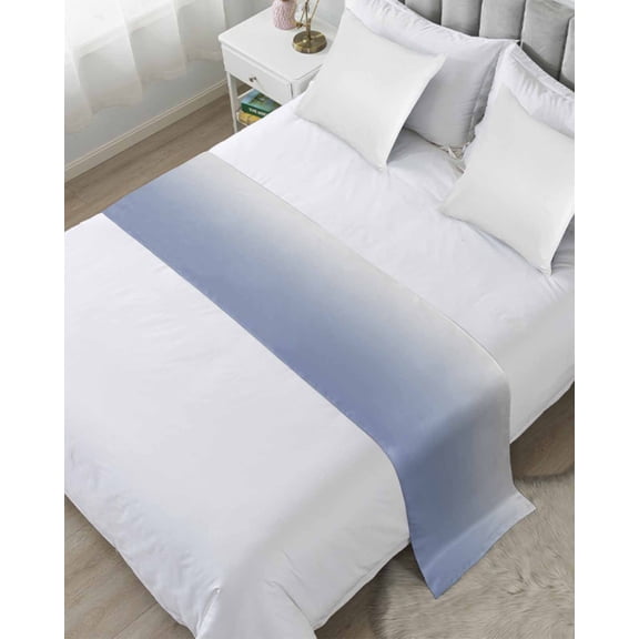 Bed Runner for Queen Size, Ombre Grey Blue Decorative Scarf Throws for Foot of Bed, Abstract Art Luxury Bedding Protector Slipcover Bedrunners for Hotel/Home, 83 x 20 Inch