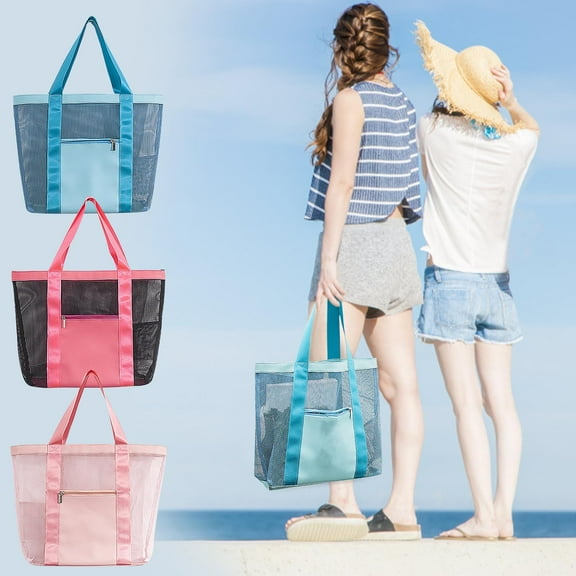 Large Waterproof Beach Bag for Women with Multiple Pockets, Insulated Cooler Compartment, Sand-resistant Design for Family Pool Day Trips, UKHBMC | Blue