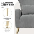 thumbnail image 3 of Hawsaiy Velvet Wingback Accent Chair Set of 2 with Golden Legs and Lumbar Pillow, High Back Upholstered Armchair for Living Room or Bedroom，Gray, 3 of 8